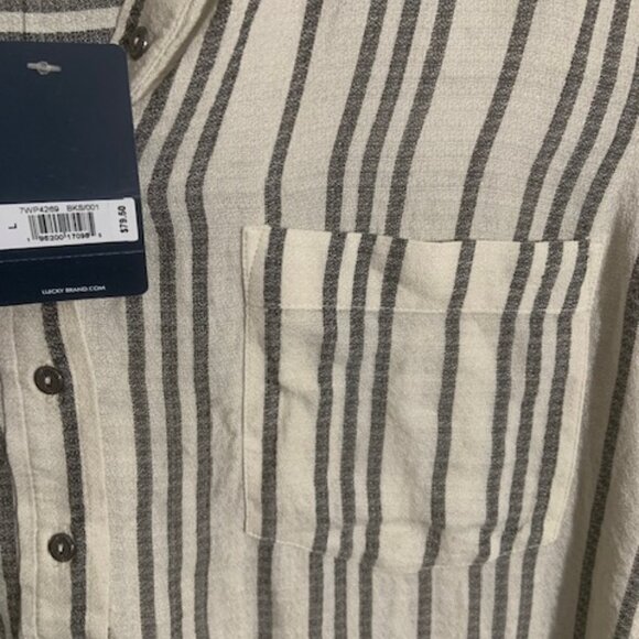 NWT Lucky Brand Boho Peasant Blouse Button Down Casual Women's Top - Size L - Picture 3 of 7